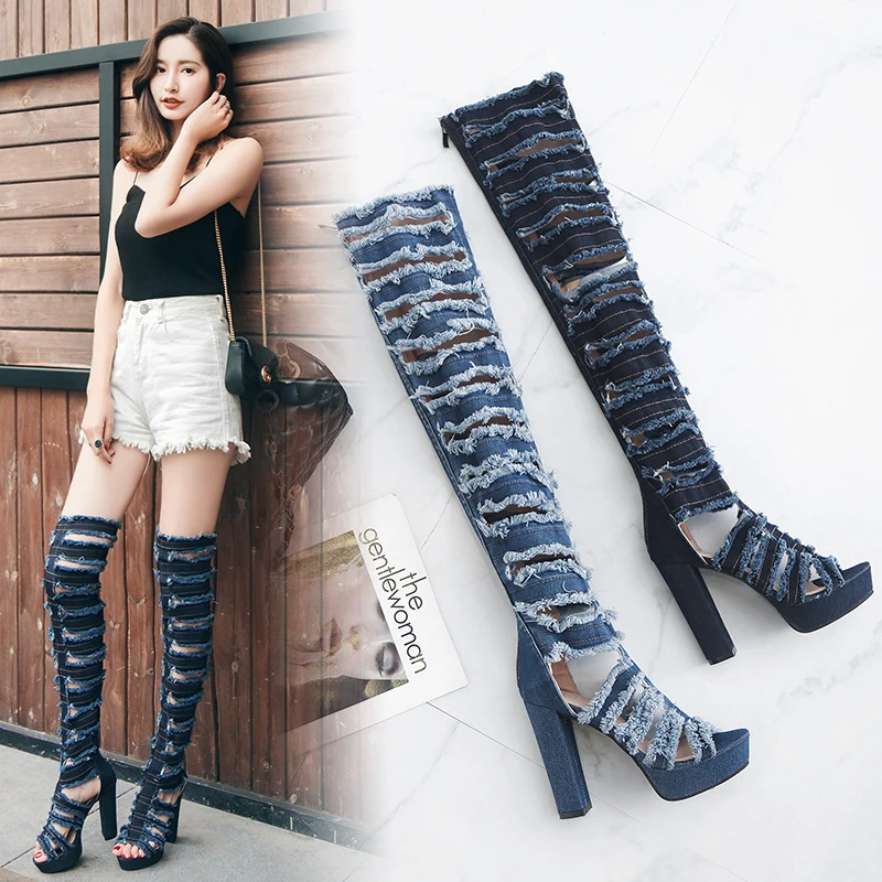 womens denim heels