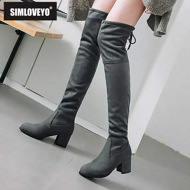 

SIMLOVEYO Faux Suede Slim Boot mujer over the knee high women boots women's autumn winter thigh high boots shoes woman bota B974