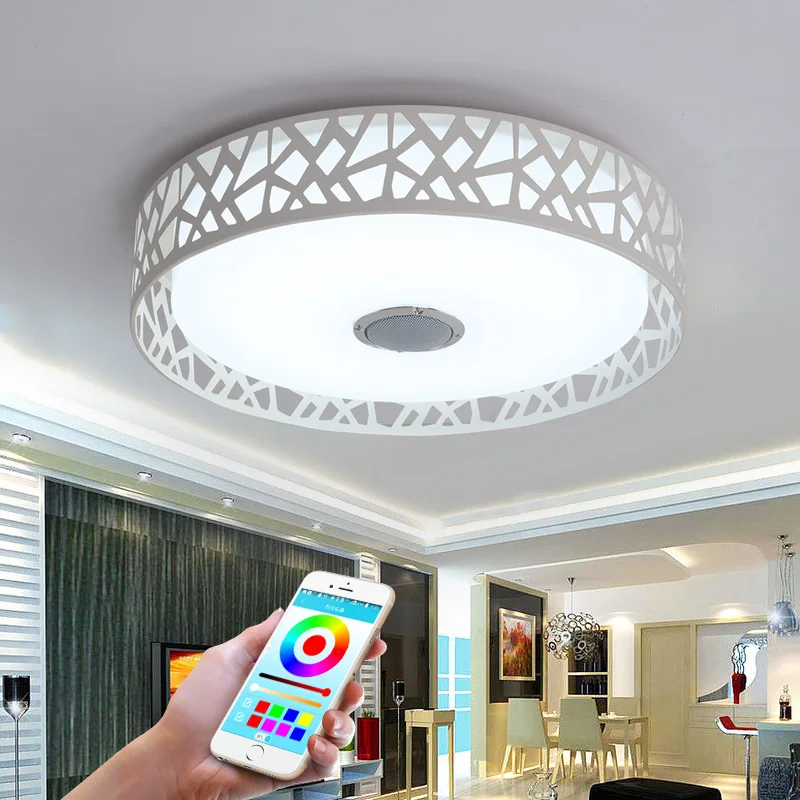 

D47cm Music Lamp Modern LED Ceiling Lights With Bluetooth APP Control Color Changing Lighting Ceiling Lamp For Bedroom