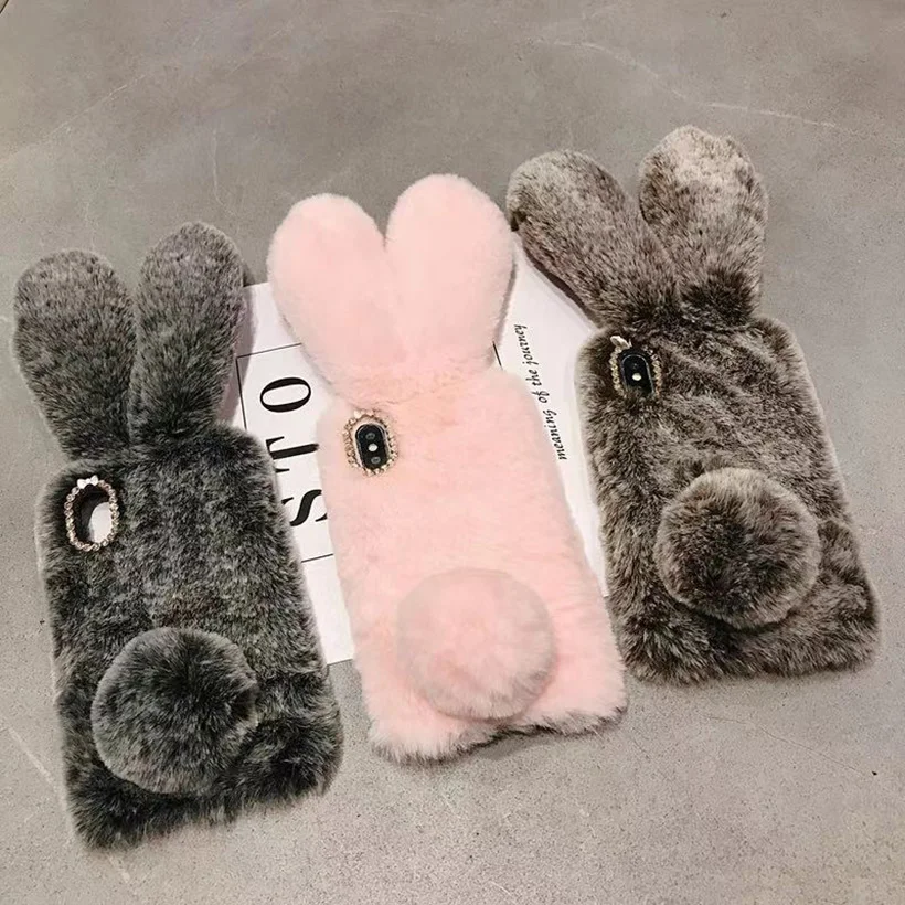 

Rabbit Fur Case For Huawei Y9 2019 Enjoy 9 Plus 6S 6 5S Nova 2i 2 Plus 2S Mate 20X 7 8 9 Pro RS G8 Mini G7 G9 Plus GR3 P8 P9 P10