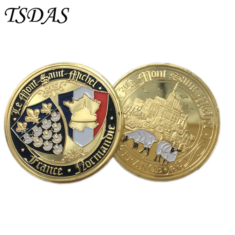 Normandy Invasion 70Th Anniversary Gold Plated Coin With Round Box Military Challenge Coins Free Shipping