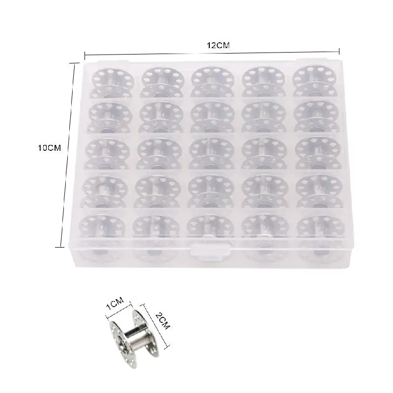

25Pcs 20mm Universal Sewing Machine Metal Bobbins Bobbin Spool with Storage Box Drop Ship