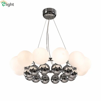 

Minimalism Glass Ball Metal Round Led Chandelier Foyer Hanging Chandelier Lustre Indoor Pendant Chandelier Light Fixtures