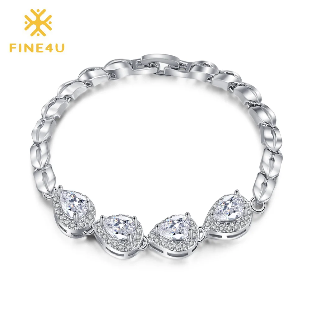 

2018 New Fashion FINE4U B003 Chain Bracelet & Bangle Paved With Cubic Zirconia Bracelets For Women Wedding Party Jewelry