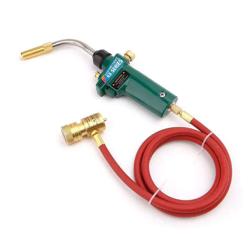 Mapp Gas Brazing Torch Self Ignition Trigger 1.5m Hose Propane Welding CGA600 Burner Heating Tool X7YD