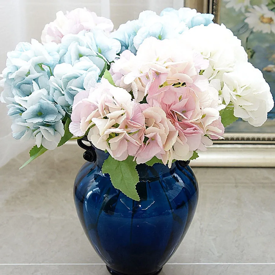5 голов искусственные цветы гортензии букет белые маленькие шелковые искусственные цветы цветочные искусственные цветы Синие Свадебные вечерние украшения для дома