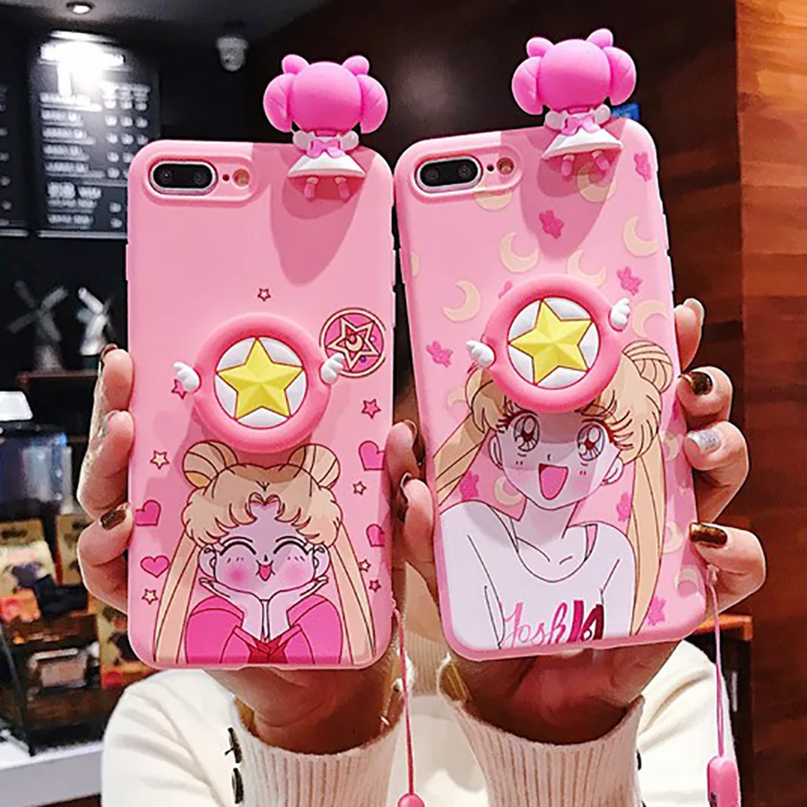 Cute Japan Sailor Moon Pink Phone Case For iPhone 7 8 Plus 6 6s XS Max