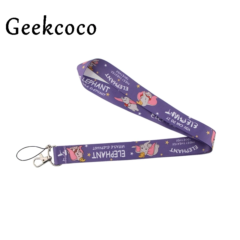 

Purple Cute Anime Elephant animal lanyard cell phone cord neck strap key ID Card USB badge stand DIY rope ribbon pendant J0441