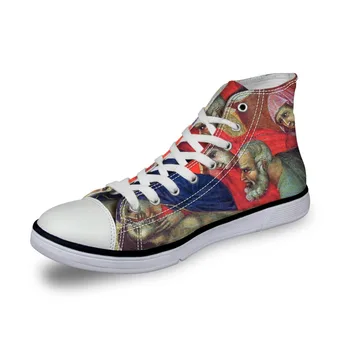 

Men Casual Painting Art Print Shoes Male Lace-up Vulcanized High-Top Canvas Shoes Flats for Boy Duccio di Buoninsegna