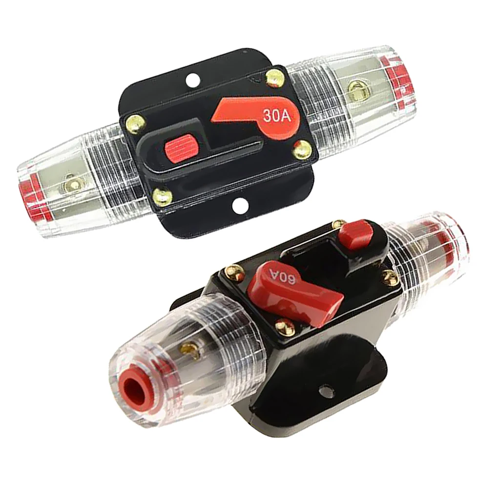 dolity 30A + 60A 12V DC Solar System Waterproof Circuit Breaker Reset Fuse Inverter