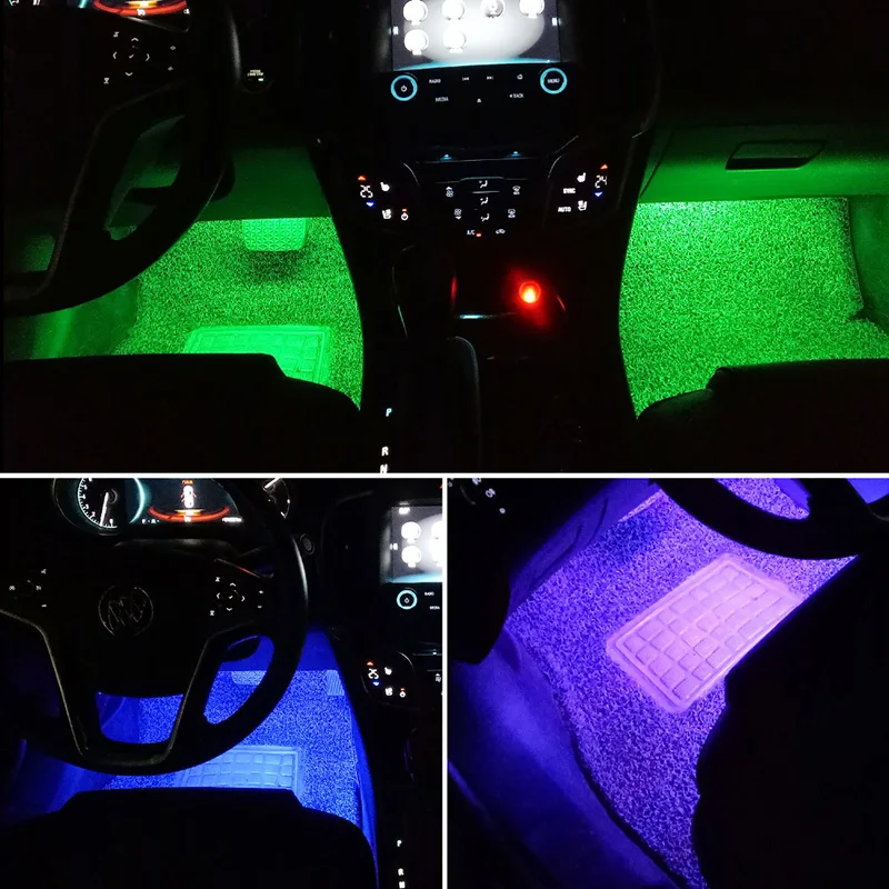 4 шт. Автомобильная RGB Светодиодная лента USB порт интерьерный светильник многоцветная музыкальная атмосфера звук активная функция Светодиодная лента светодиодный светильник ing