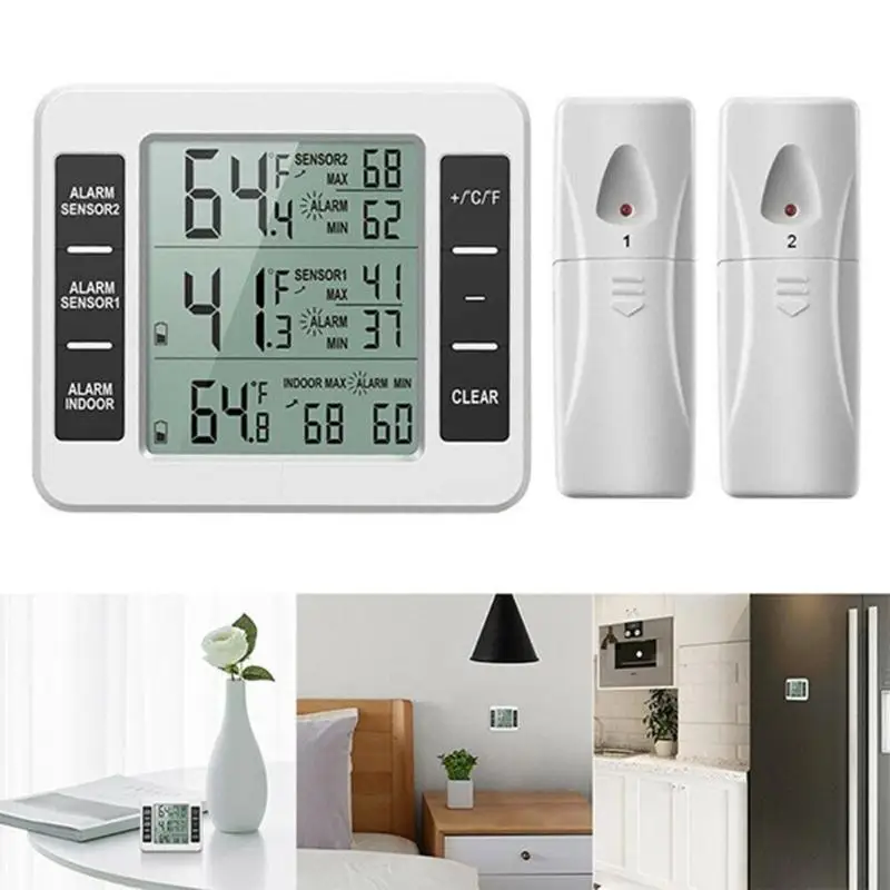 

LCD Digital Thermometer Temperature Meter Indoor Outdoor Weather Station+ Wireless Transmitter with C/F Max Min Value Display