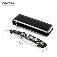 Прямая бритва Яркий Серебряный полированный Мужской прямой бритвенный станок Сменное лезвие бритва череп головка Печать с 5 лезвиями 1 чехол