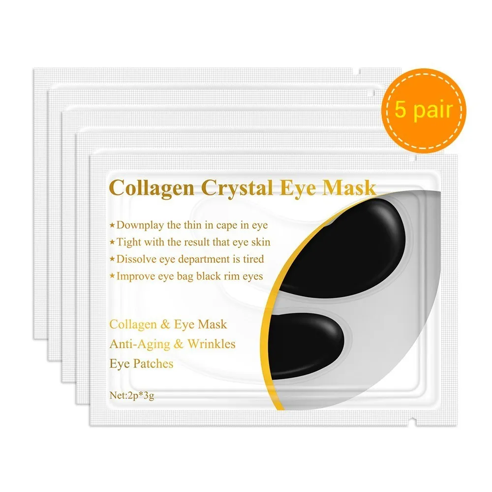 FTEENPLY 24K Золотая маска для глаз коллагеновые патчи для глаз темный круг Eyebag против старения морщин подтягивающий увлажняющий уход за кожей 5 пар - Цвет: Black Eye Mask