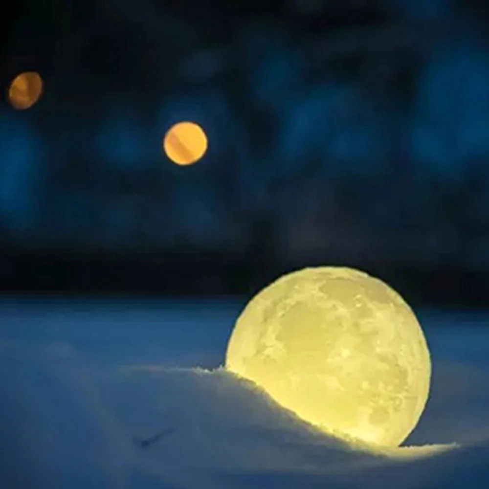 3D лунный свет перезаряжаемые светодиодный ночник Луна лампы 2 цвета изменить сенсорный переключатель для Креативные подарки ко дню