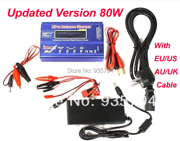 

Free shipping Upgrade to 80W Digital 1-6S Lipo NiCd NiMh Life A123 Battery IMAX B6 Balance Charger with AC POWER 12V 5A Adapter