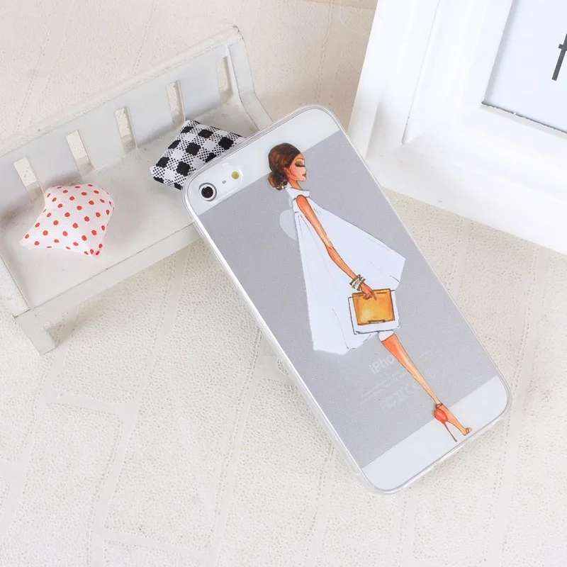 Case for iphone 5s Cover A Girl Transparent Soft Silicone Cases For iPhone 5 5S SE TPU Phone Case 04