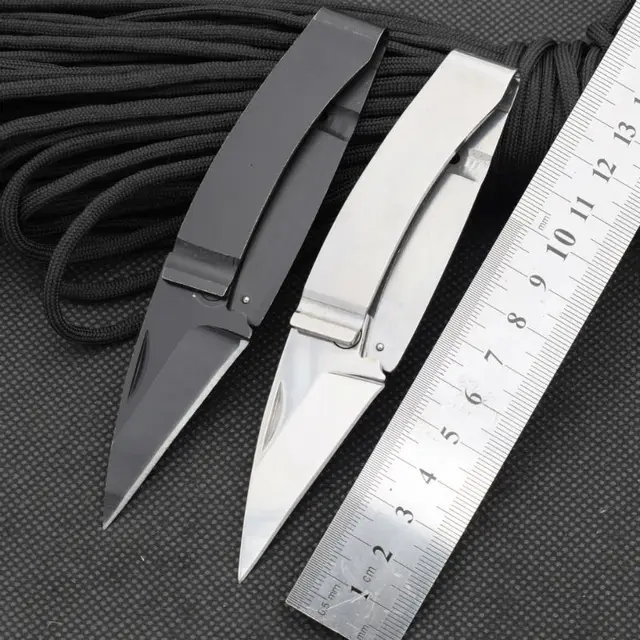 New money clip Folding Knife 440C Steel Blade Steel Handle Pocket