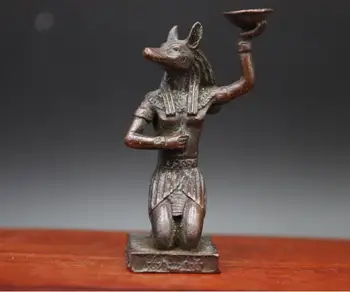 

Chinese red Copper Statue Handwork Ancient Egypt pyramid servant wolf girl Statue mini small statue Decoration Gift