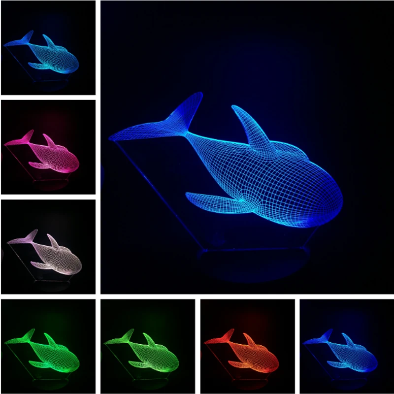 Lovely Whale 3D Led Night Light Lighting Animal Projection Baby Bedside