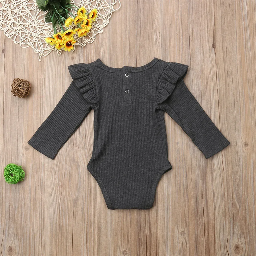 Baby Bodysuits Toddler Newborn Baby Boy Clothes Girls Boys Long Sleeve Ruched Solid Romper Body New Infant Bodysuit Clothing