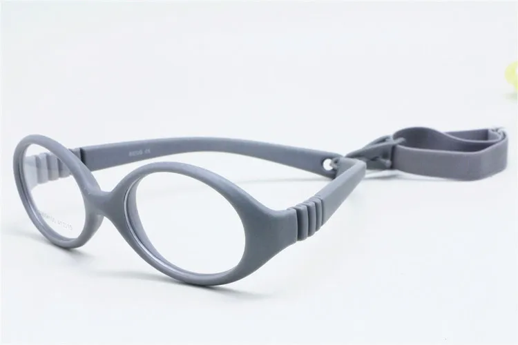 Высокое качество 35541 девушка окружающей среды TR90 гибкие безопасности овальные оправы очков с регулируемым ремешком - Цвет оправы: Серый