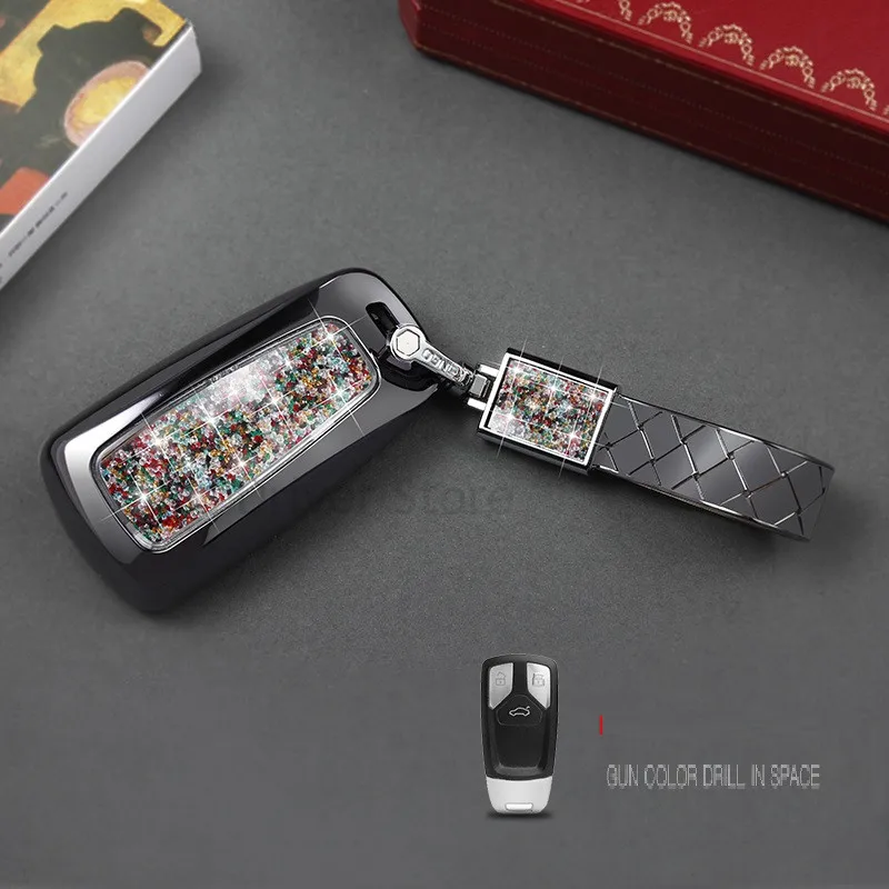 Автомобильный ключ чехол со стразами в виде ракушки для Audi A1 A3 A4 B9 Q3 Q5 Q7 TT TTS 8S S1 S3 2005 A4L A6L 3 Кнопка чехол для ключа с цепочкой для ключей - Название цвета: C Style
