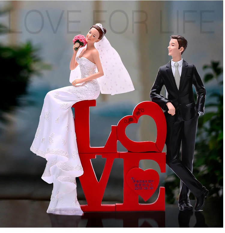 Любовь невесты и жениха свадебный торт Топпер gfits сувениры Свадебная услуга пользовательское имя для вас статуэтки на верхушку торта