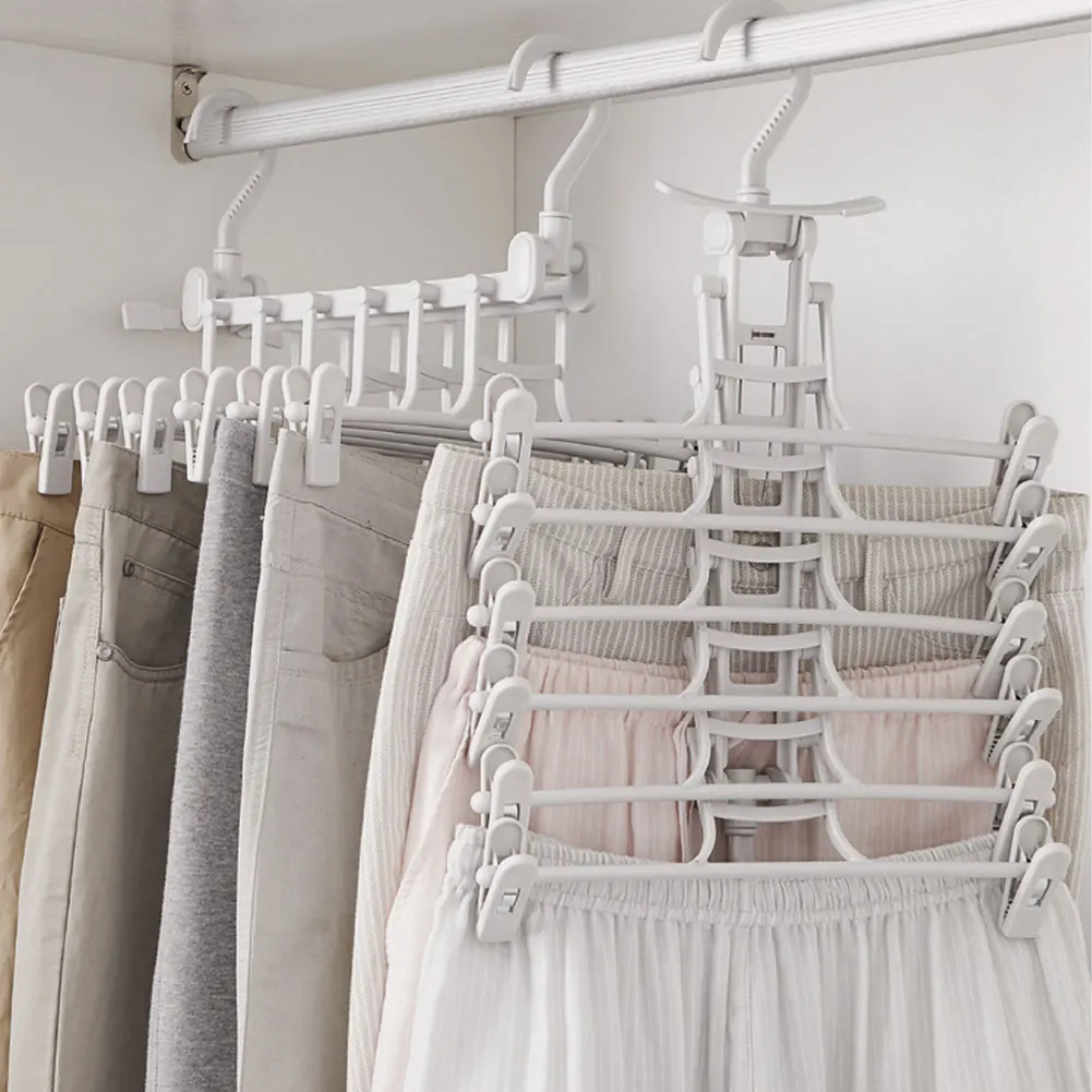 Пластиковые вешалки для одежды с зажимами складные сушилки для одежды брюки вешалка для шкафа крючки Органайзер Домашний для хранения