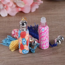 

1pc/4pc New Glass Perfume Roll on Bottle with Glass Ball Polymer Clay Roller Essential Oil Bottle Mini Refillable Perfume Bottle