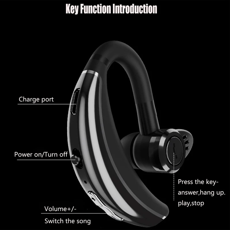 TEBAURRY Q8 IPX6 Waterproof Business Bluetooth Earphone Wireless Headphone HD Mic Noise Cancelling Bluetooth Headset for phone 