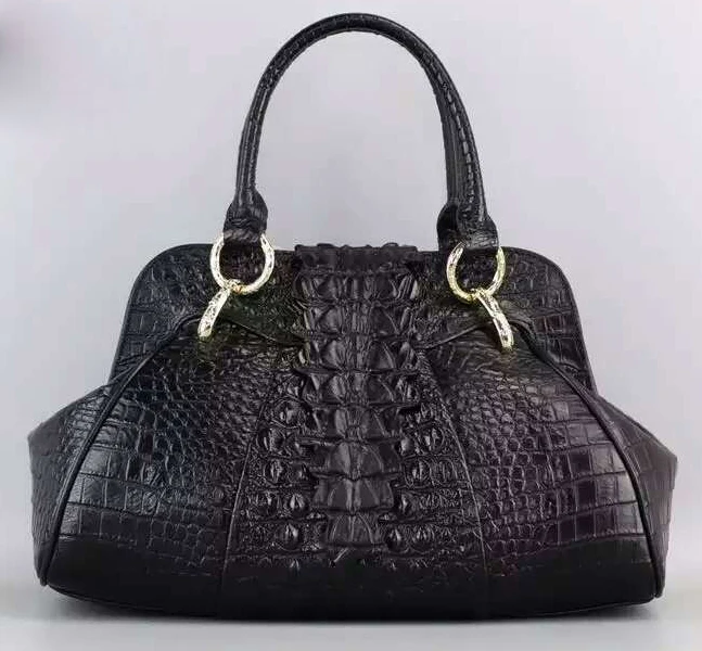 

Accept private label Custom logo wholesale drop shipping genuine cow leather embossed with crocodile effect leather handbags