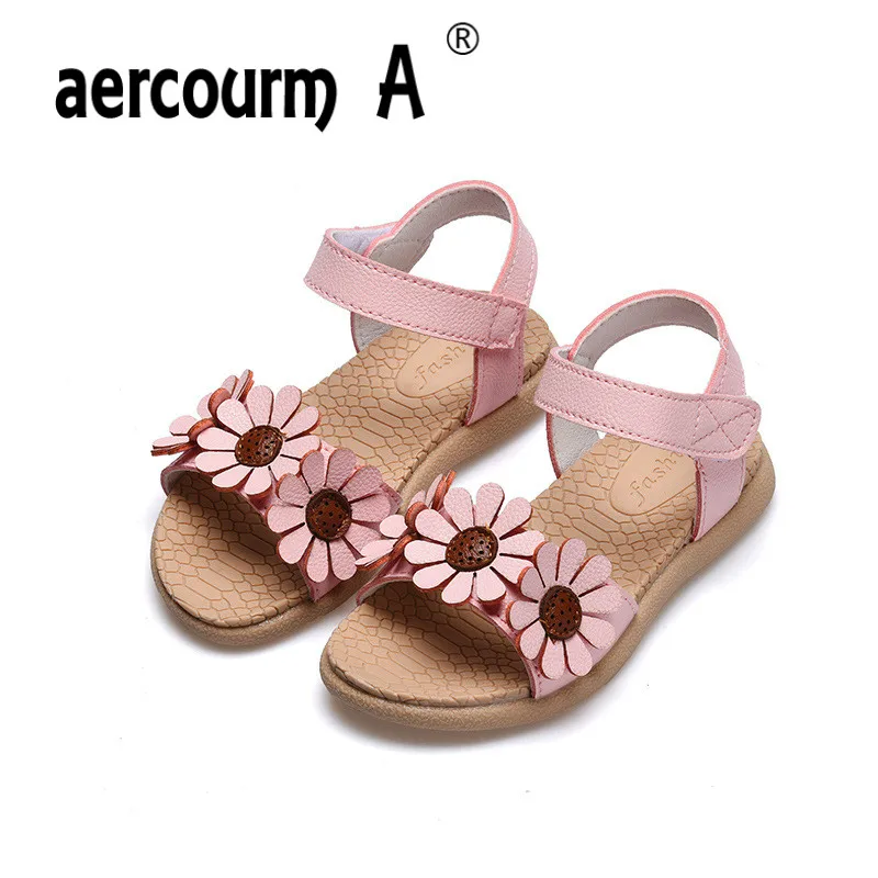 Aercourm A Girls Rubber Sandals 2018 Summer New Sun Flowers Soft Bottom