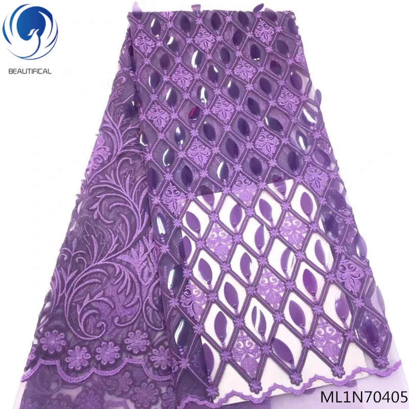 

Beautifical african laces fabrics 2019 high quality laces dress with sequins french tulle lace for women 5yards/lot ML1N704