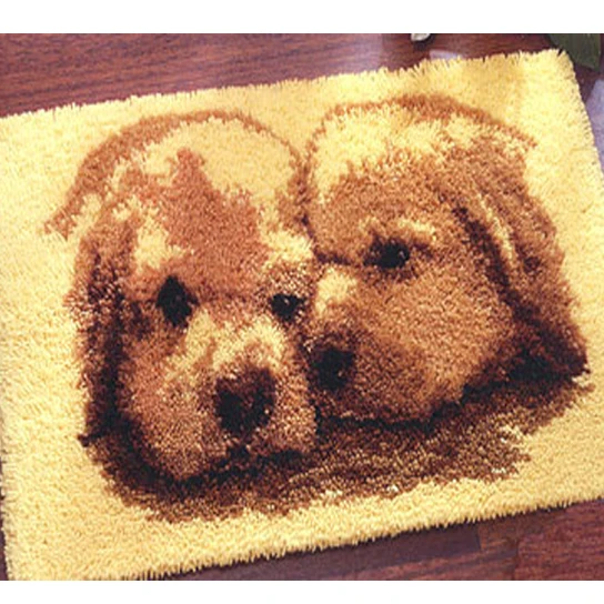 

JCS Dog face to face Fashion Hook Rug Kit DIY Mat Needlework Kit Unfinished Crocheting Rug Yarn MAT Embroidery Carpet