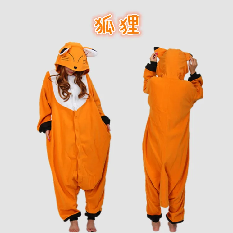 Image 2015 New Fox Animal Cosplay Pajamas onesie women Costume One Piece Adult Pyjamas Sleepwear for Women Men