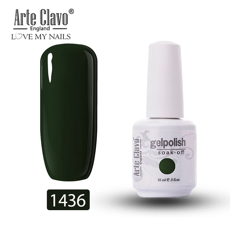 Arte Clavo Гель-лак для ногтей 15 мл зеленая серия гель uv Vernis Гибридный гель лак для маникюра дизайн ногтей Белый Гель-лак замачиваемый - Цвет: 1436