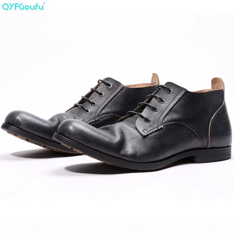 

2019 Vintage Handmade Fashion Fashion Office Dress Painted Genuine Leather Original Design Men Casual Outdoor Boots