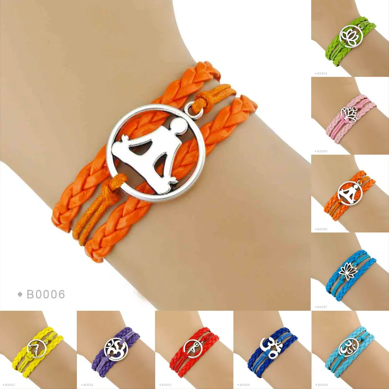 

Fashion Yoga OM Meditate Yoga Meditation Yogi Lotus OHM Asana Seven Chakra Yoga Bracelets for Women