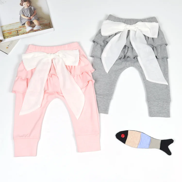 Fashion Autumn spring Baby Girls Leggings Cute Pattern Pink Big Bow