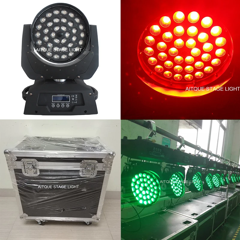 (10 штук + чехол) китайское оборудование для диджея led zoom wash 36x10w rgbw moving head 36 10w light flycase
