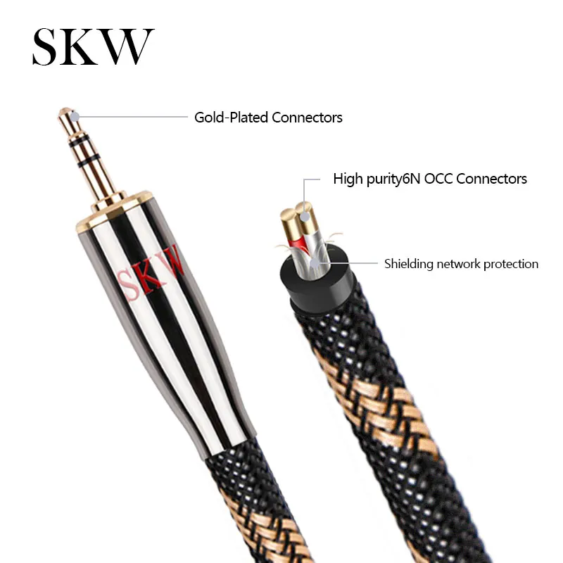 Аудиокабель SKW RCA с разъемом 2RCA на 3 5 кабель AUX 1 м 2 8 10 для усилителя DVD домашнего