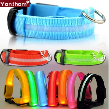 

Dog Collar Nylon LED Glowing Pet Dog Collar Luminous Adjustable Collar Perro for Small Dog Cat Puppy LED Light Night Safety XS