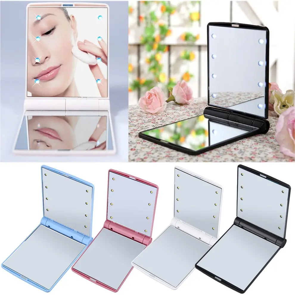 

LEDs Lighted Makeup Mirror Touch Screen Make-up 2 Folding Portable Adjustable Tabletop Countertop Make Up Backlit Mirror