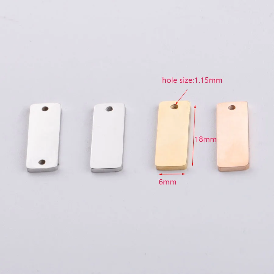 

20pc 6*18mm Steel Color Stainless steel Small Blank Long Strip Charm pendant For Necklace DIY Women Handmade Jewelry Making