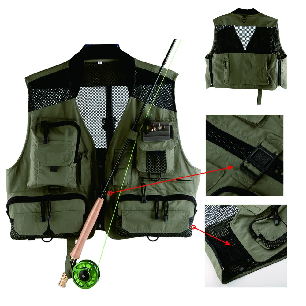Top Quality Men's Fly Fishing Vest Outdoor Mesh /Multi Pockets Fishing