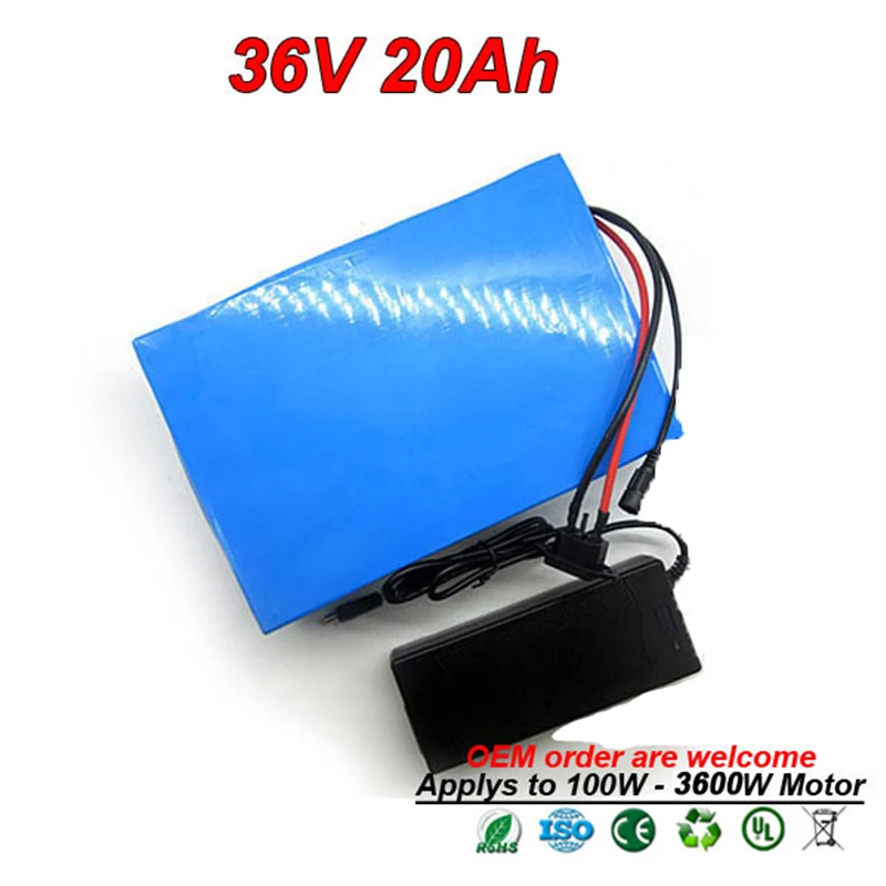 36V 20Ah 1000W 2000W 3000W электрический велосипед батарея E скутер комплект литий ионный