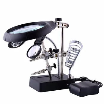 

Welding magnifying glass 5 LED Light 2.5X 7.5X 10X lens Auxiliary Clip loupe desktop Magnifier third hand soldering Repair Tool