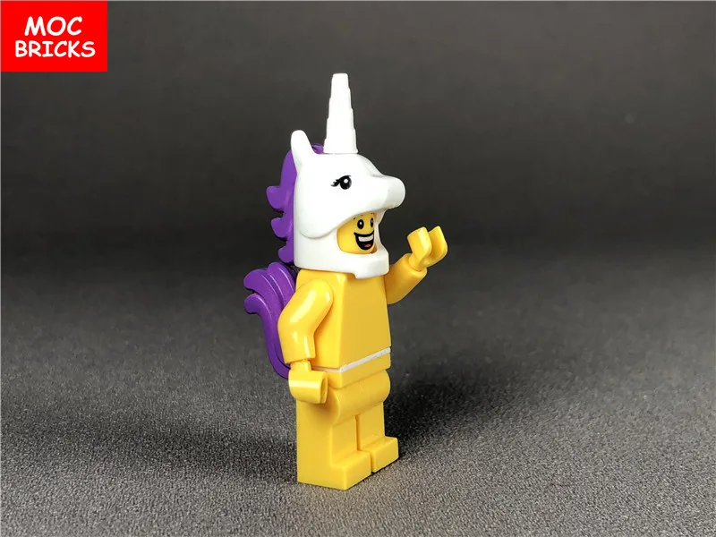20 компл./лот кубики MOC маска на голову лошадь с рогом Единорог и хвост подходит для