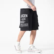 Мужские летние шорты с буквенным принтом, мужские шорты с лентами в стиле хип-хоп, модные уличные повседневные шорты в стиле Харадзюку, спортивные мужские шорты для бега